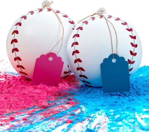 Gender Reveal Baseball Set - (Blue and Pink Balls) Exploding with Powder