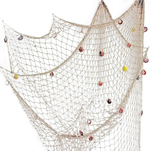 Rosoz Nature Fish Net Wall Decoration with Shells, Ocean Themed Wall Hangings for Party Decor