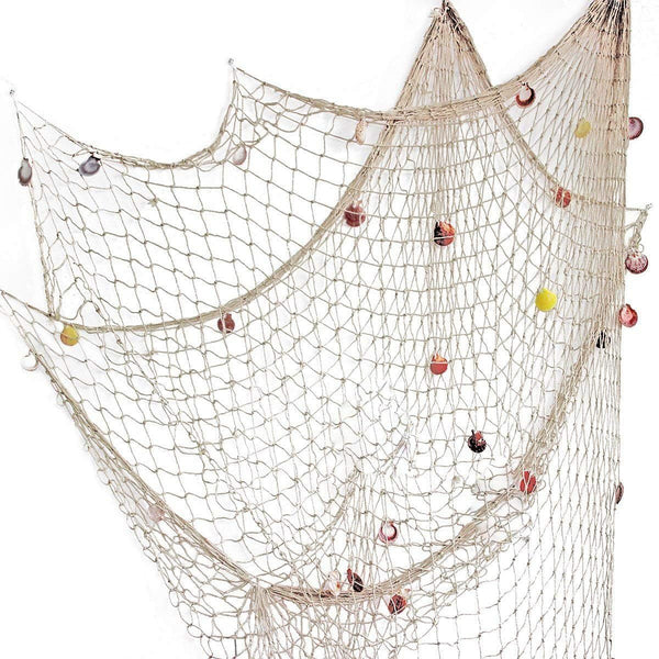 Rosoz Nature Fish Net Wall Decoration with Shells, Ocean Themed Wall Hangings for Party Decor