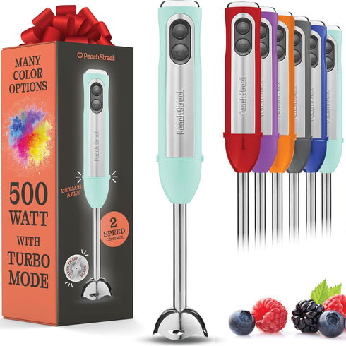 Powerful Immersion Blender, Electric Hand Blender 500 Watt with Turbo Mode, Detachable Base