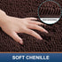 Smiry Chenille U-Shaped Toilet Bathroom Rugs - Soft Absorbent Non-Slip Contoured Mats, Machine Washable (Brown)