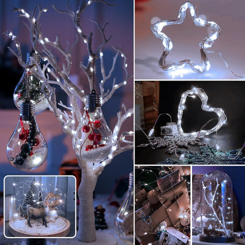 HOBAYS 6 Pack 7ft 20 Fairy Lights Battery Operated LED Mini String Lights Twinkle Lights Silver Wire Firefly Starry
