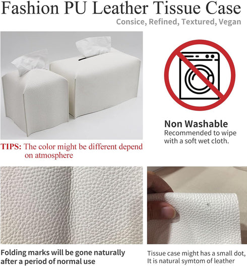 Livelab Tissue Box Cover, Square PU Leather Tissue Holder, Modern Dispenser for Bathroom, Vanity, Night Stands, Desk,