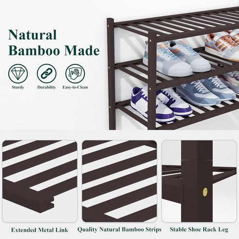 2 Closet, Smiry Shoe Rack, Tier Thick Bamboo Shoe Organizer, Stackable Free Standing Wooden Shoe Storage Shelf