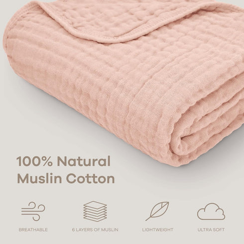 6-Layer 40" 40" Tummy Comfy Cubs Muslin Baby Blanket - Soft, Lightweight, Cotton Swaddle Blankets for Newborns, Infants