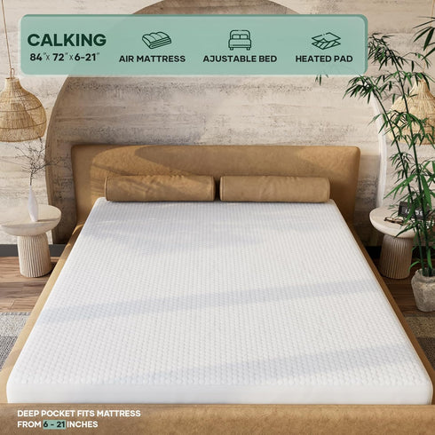 Waterproof Mattress Protector, Cal King Size Fitted Sheet with Stretchable Pockets, Soft Breathable Cooling Material