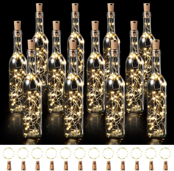 Rtteri 12 Sets Small Empty Wine Bottles with Cork Lights Centerpiece and