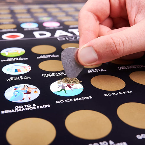 Divalis 100 Dates Scratch off Bucket List, Scratchable Motivational Achievements Checklist Poster, Black and Gold
