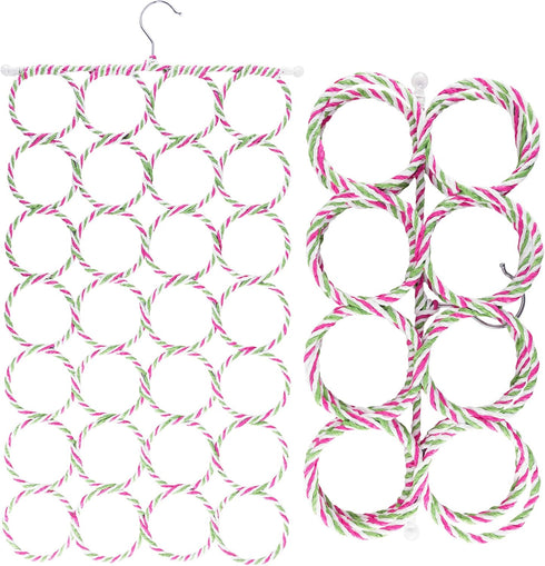 Super Z Outlet Foldable Clothing Closet Hanger, 28 Ring Hole Slots Organizer, Multicolor