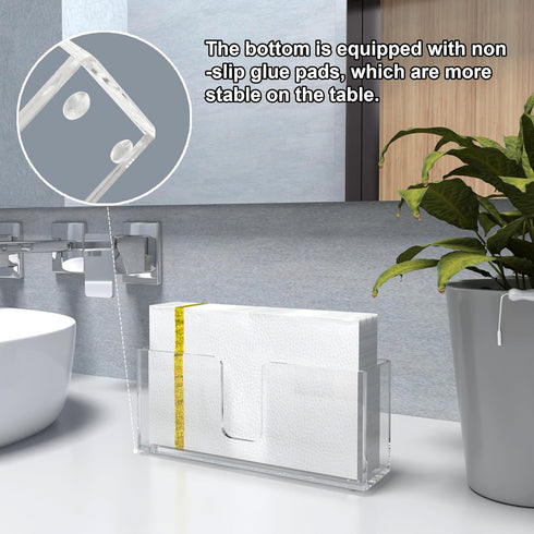 Acrylic Napkin Holders, Guest Towel Dispenser Napkin Paper Stand, 9 Inch Clear Hand Towel Storage Tray for Bathroom Vanity Countertop, Kitchen Counter, Dining Table Parties Weddings by XQIGI