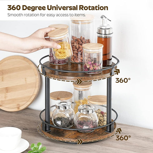 2 Countertop SR22BR YATINEY Lazy Susan Organizer, Rotating Spice Rack, Tier Spice Turntable Organizer, Industrial