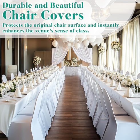3PCS 3PCS MAQIHAN Chair Covers - Folding Chair Covers Spandex Stretch White Seat Covers for Wedding, Banquet, Party