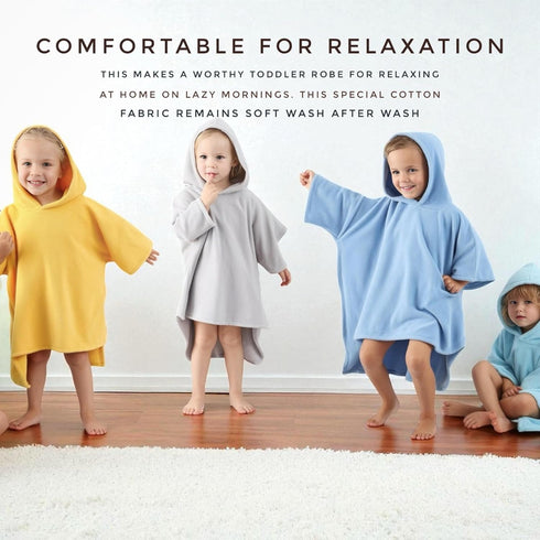 2-3T 100% 2-3T) Hooded Poncho Towel - Organic Cotton, Absorbent & Lightweight for Toddler Boy & Girl, Bath, Pool