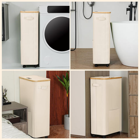 75L Laundry Basket with Wheels, Dirty Clothes Hamper on Wheels, Rolling Tall Laundry Hamper with lid for Laundry Room