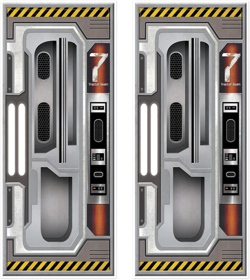 Beistle Set of 2 Plastic Spaceship Door Covers - Outer Space Galaxy Alien Theme Birthday Decorations