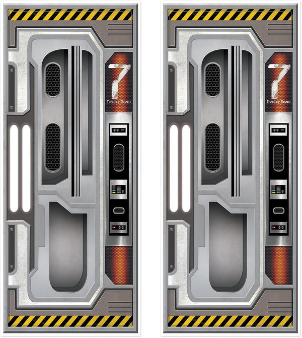 Beistle Set of 2 Plastic Spaceship Door Covers - Outer Space Galaxy Alien Theme Birthday Decorations