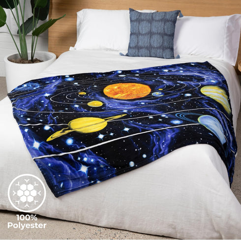 Dawhud Direct Fleece Throw Blanket - 50x60-Inch Plush Space Design for Kids and Adults, Soft and Cozy
