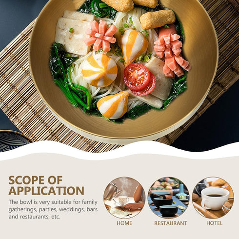 Decorative Gold Bowl by Healeved, Large Stainless Steel Mixing Bowl, Golden Food Containers for Kitchen Cooking