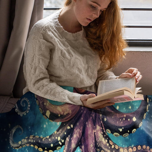 60"X50" Octopus Fleece Throw Blanket Lightweight Super Soft Flannel Bed Blanket Perfect Home Decor for Couch Chair Sofa