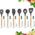 E-far Cooking Utensils Set of 6, Silicone Kitchen Utensils with Wooden Handle, Non-stick Cookware Friendly & Heat Resistant, Includes Spatula/Ladle/Slotted Turner/Serving Spoon/Spaghetti Server(Gray) by E-far