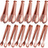 12 Pieces Mini Serving Tongs Set, Small Tongs for Appetizers, Ice Tongs, 5 Inch and 4 Inch, Rose Gold