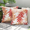 MIULEE Pack of 2 Outdoor Waterproof Throw Pillow Covers, 16x16 Inch, Orange Natural Leaves Pattern for Patio Couch