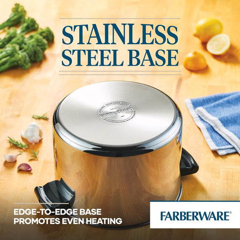 Farberware Classic Series 8-Quart Stainless Steel Covered Straining Stockpot with Lid, Silver