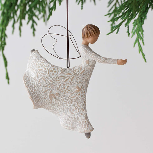Willow Tree Dance of Life Hanging Ornament, Cream Angel Figurine, Resin & Metal, Intricate Life-Themed Carvings