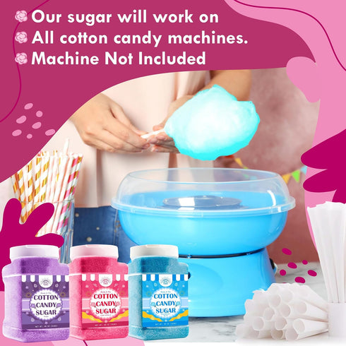 Under the Sun Products (2 Pack, 3 lb (3 Pack 3 lb Cotton Candy Floss Sugar Pink Vanilla & Blue Raspberry Each) |