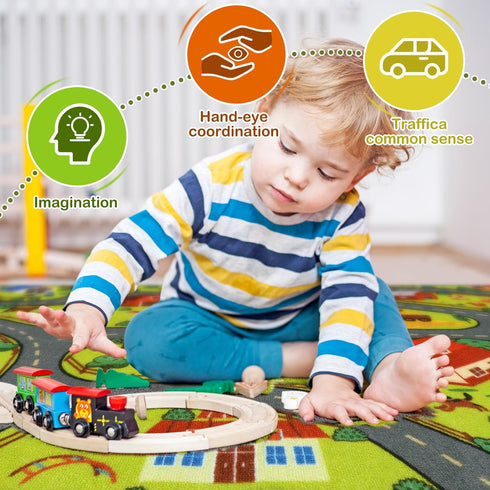 79"x39" STARUIA Washable Kids Carpet Playmat Rug for Boys Room, Large Toddler Car Rug for Kids Toy Cars, Fun Learning