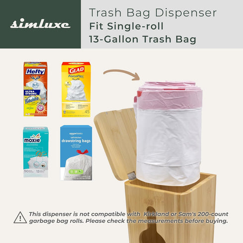 Simluxe Trash Bag Dispenser Wall Mounted & Stackable Garbage Bag Holder Dispenser for Kitchen & Pantry | Durable