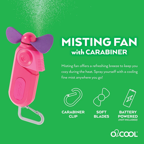 O2COOL FMS0003 Personal Mini Fan, Portable Battery Operated Handheld Cooling Accessory with Fine Mist Spray