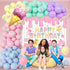 Ice Cream Themed Birthday Party Decorations for Girls, Balloon Garland Arch Kit with Happy Birthday Backdrop.