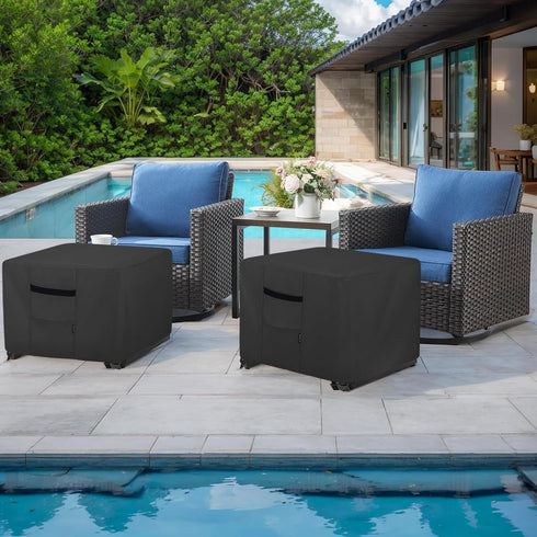 32L 32W 17H inch, Patio Ottoman Cover, Waterproof Outdoor Square Furniture Cover for Side & End Table x x Black