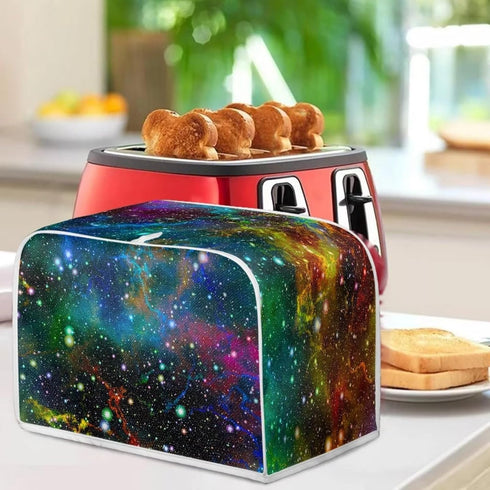 Colorful Galaxy Print Toaster Cover with Handle, Universal Size Dustproof Cover for 2 Slice Toaster and Microwave Oven