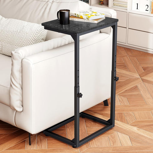 NEFROM 7-Level ET-SA-BKW1 Adjustable C-Shaped End Table, Small Side Table for Couch, Sofa TV Tray Table for Living