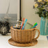 Wicker Saucer Coffee Mug Cup, Decorative Gift Basket, Desk Organizer