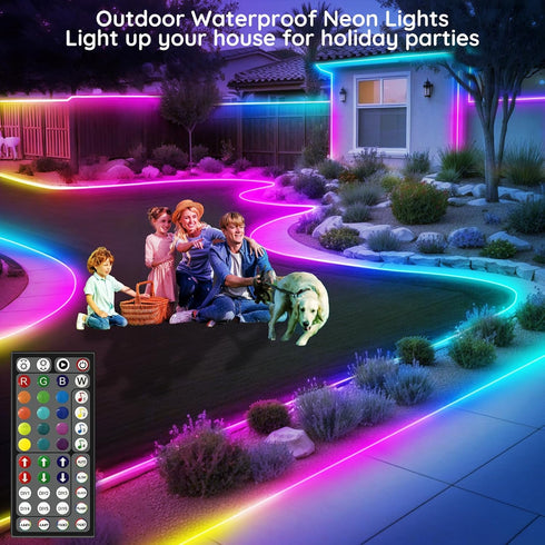 FBZ 32.8Ft IP65 Led Rope Lights, Flexible Neon Lights Control with App/Remote, Multiple Modes, Outdoor RGB Waterproof