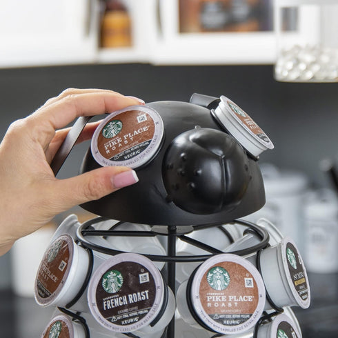 Made Easy Kit Carousel Coffee Pod Holder for Keurig K-Pods K-Cups, Metal Storage Organizer (Large, Black Dog)
