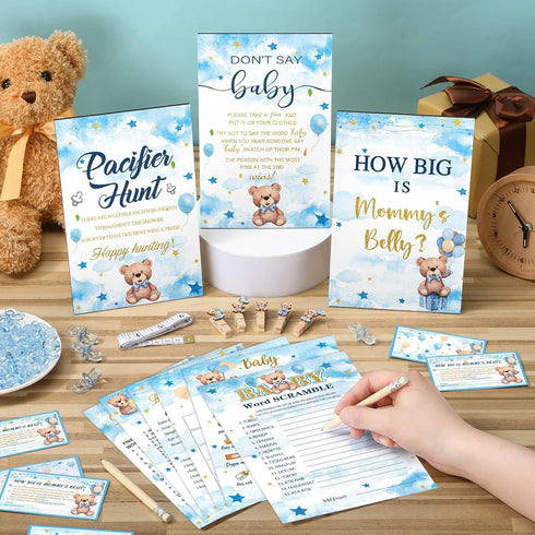 476 6 Sets 50 Mommy's 50 2 50 Sherr Pcs Bear Baby Shower Games Activities Cards Pacifier Hunt Game Pacifiers How Big is