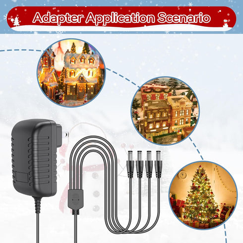 CJP-Geek AC Power Adapter, Compatible with Lemax No.44242 Spooky Town Collection with 3/4 Output Jacks