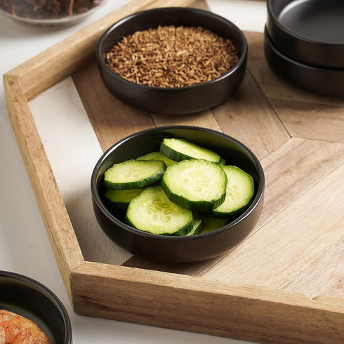 Selamica 3.3 Inch Ceramic Soy Sauce Dish, Dipping Bowls Set of 6 for Condiments, Sushi, Ketchup, BBQ, Matte Black