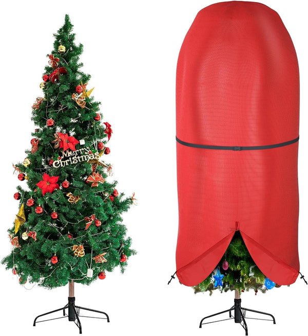 Christmas Tree Cover with Adjustable Straps, Durable Upright Xmas Tree Storage Bag with Zipper for up to 6 Foot