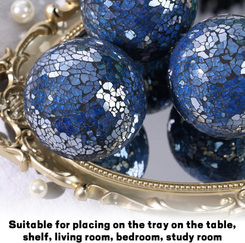 FUTUREPLUSX 5PCS Decorative Glass Orbs, 3.14inch Mosaic Sphere Balls for Bowls Vases Dining Table Home Decor