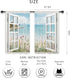 Riyidecor Ocean Beach Coastal Kitchen Curtains Short Small Hawaiian Floral Scenery Wildflower Plant Rod Pocket White Wooden Window Seascape Bedroom Living Room Treatment Fabric 2 Panels 27.5Wx39H Inch