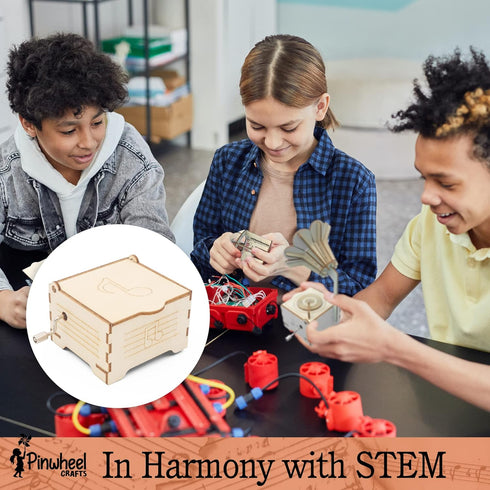 5+ 3-in-1 Set Pinwheel Crafts DIY Wooden Music Box Kit for Kids Age - Make Your Own Music Box Kit with Carousel