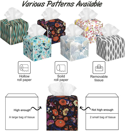 OHEGBXE Countertop,Nightstands,Office Desk,5.2"5.2"5.2" Vintage Paisley Floral Tissue Box Cover Square,Tissue Box