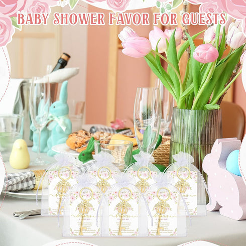 Ferreve 50 Sets Baby Shower Bottle Opener Favors Included Bottle Opener Keychain Crown Charms Keychain Thank You Cards