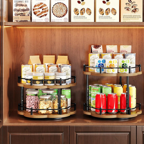 2 Countertop 10 Inch Spice Rack Lazy Susan Organizer for Cabinet, Rotating Spice Organization Tier Adjustable Lazy