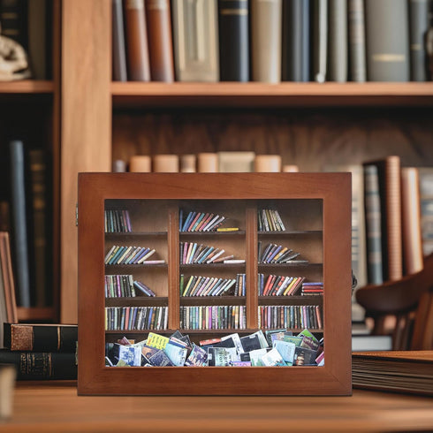 DIIWOODX 300PCS Anxiety Mini Bookshelf Mini Books with Mini Bookshelf Shake Away Your Anxiety Wooden Miniature Book